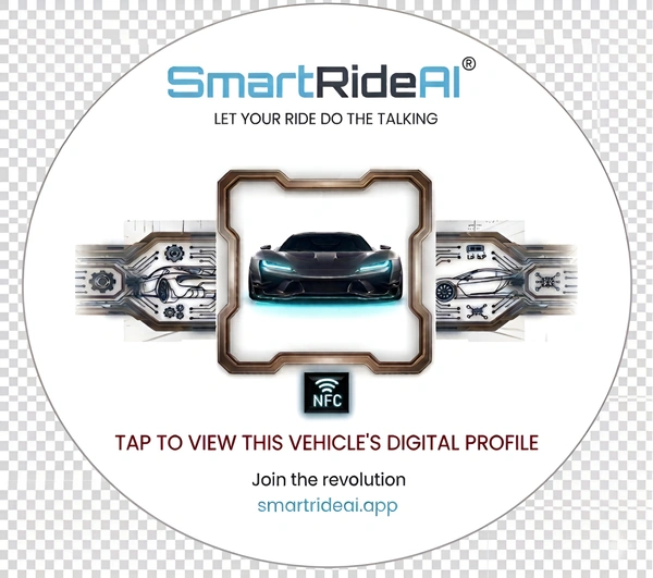 Actual SmartRideAI round NFC badge artwork